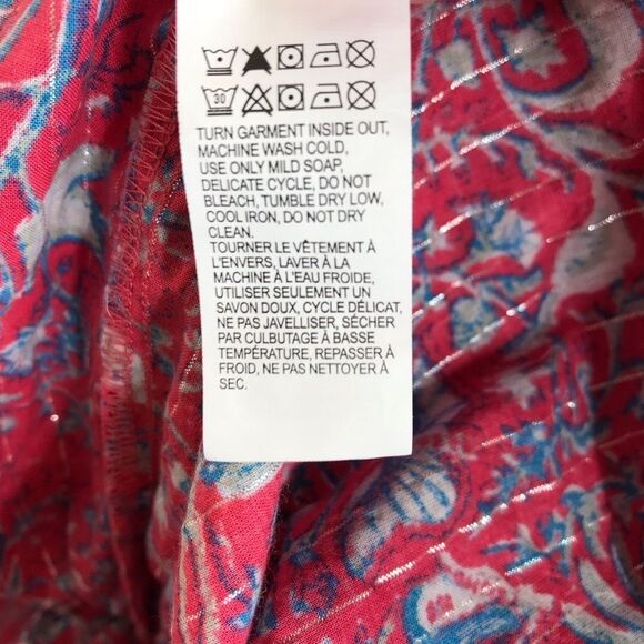 Lucky Brand Cold Shoulder Metallic Stripe Fireworks Print Top Size Medium - Picture 8 of 8